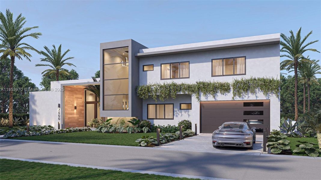 Front exterior of a new home in , Pinecrest, FL, highlighting curb appeal (Image 2). Front exterior of a new home in , Pinecrest, FL, highlighting curb appeal (Image 2).