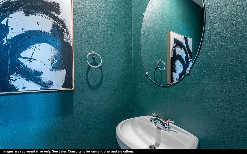 Bathroom with a textured wall and a sink