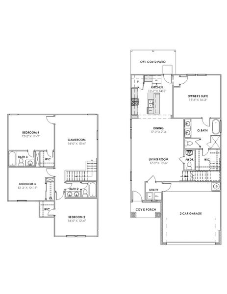 2D floor plan layout for the Laurel by Saratoga Homes in Enclave at Dobbin, Magnolia, TX (Image 3). 2D floor plan layout for the Laurel by Saratoga Homes in Enclave at Dobbin, Magnolia, TX (Image 3).