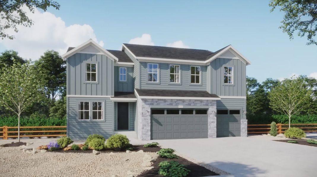 Front exterior of a home in the The Estates Collection at Talon Pointe community, located in Thornton, CO (Image 12).