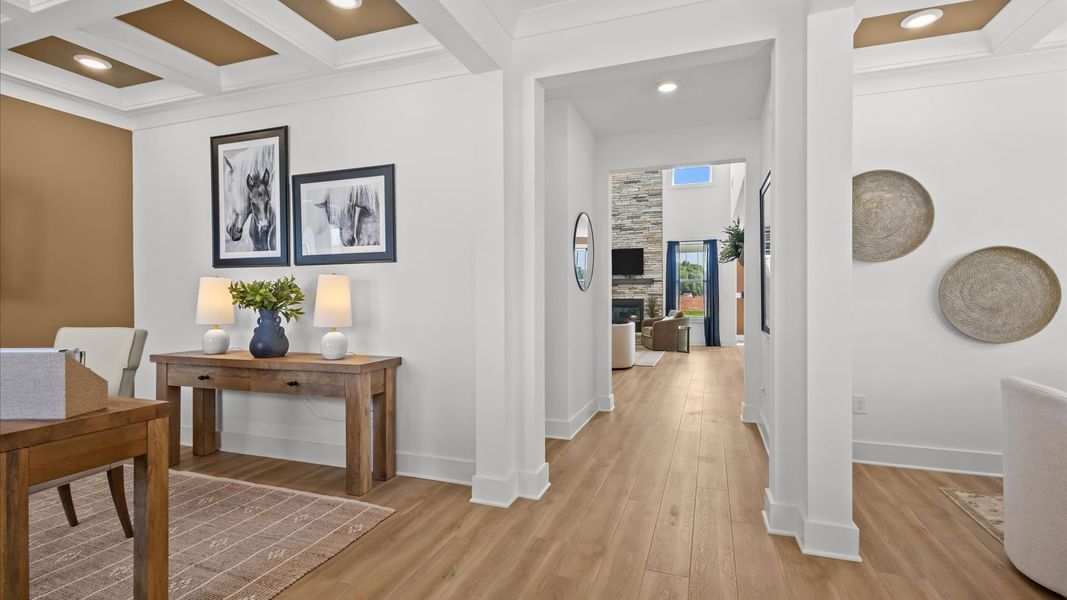 Representative furnished interior of a home built from the Kendrick by DRB Homes in Wells Crossing, Seneca (Image 28).