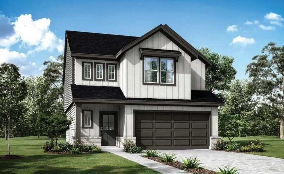 Front exterior of a new home in , Iowa Colony, TX, highlighting curb appeal (Image 1). Front exterior of a new home in , Iowa Colony, TX, highlighting curb appeal (Image 1).