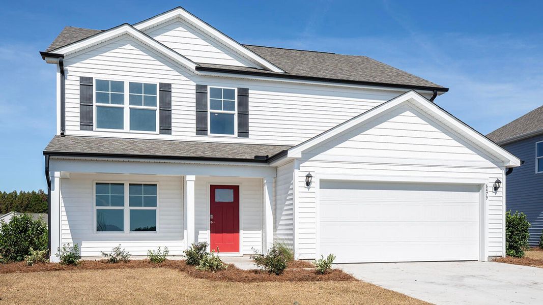 Front exterior of a new home in Cedar Hill Landing, Navassa, NC, highlighting curb appeal (Image 1). Front exterior of a new home in Cedar Hill Landing, Navassa, NC, highlighting curb appeal (Image 1).