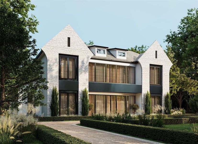Front exterior of a new home in , Winter Park, FL, highlighting curb appeal (Image 1). Front exterior of a new home in , Winter Park, FL, highlighting curb appeal (Image 1).