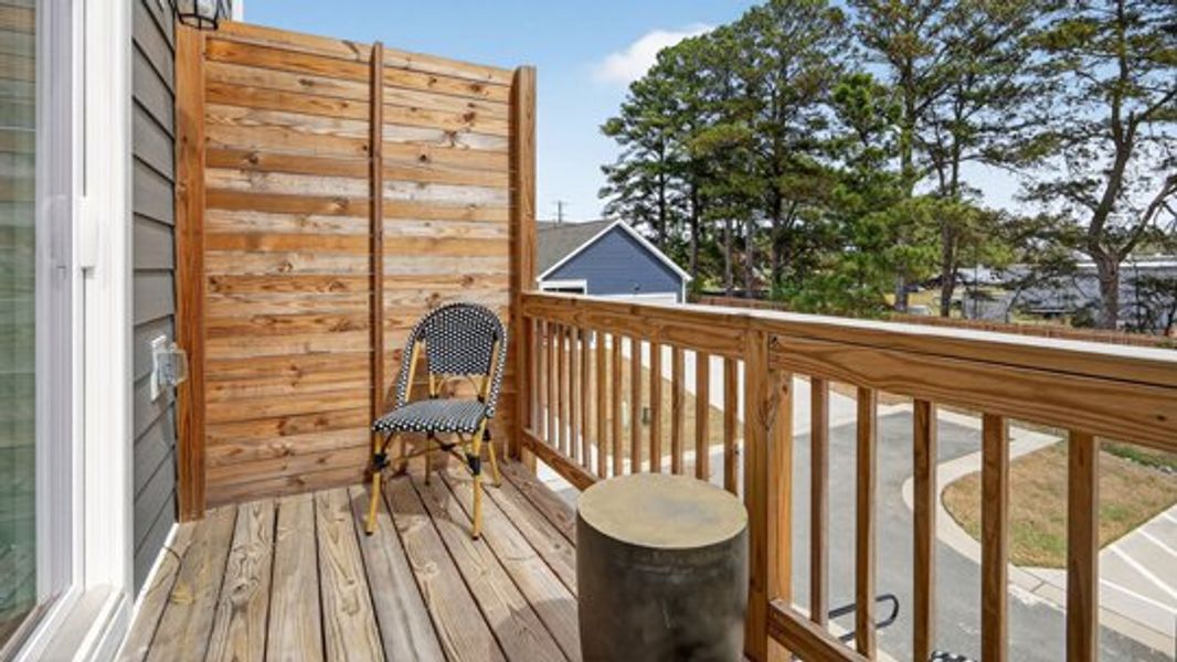 Exterior details and patio area of a home in The Townes at Madden West, Fuquay Varina (Image 3). Exterior details and patio area of a home in The Townes at Madden West, Fuquay Varina (Image 3).