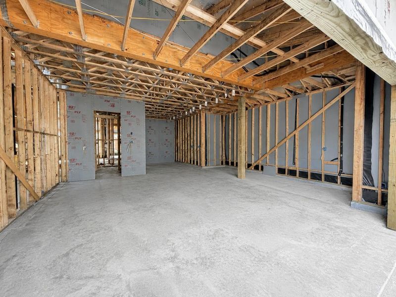 3-Car Tandem Garage with Storage Space. Construction photo as of 08/18/2026