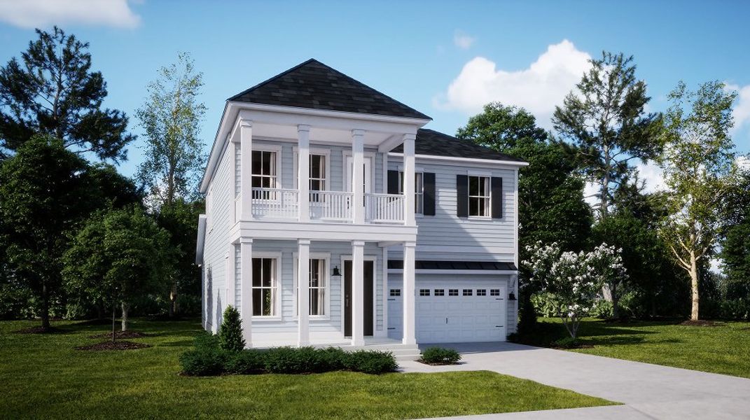 Front exterior of a new home in Beach View at Grande Dunes, Myrtle Beach, SC, highlighting curb appeal (Image 1). Front exterior of a new home in Beach View at Grande Dunes, Myrtle Beach, SC, highlighting curb appeal (Image 1).
