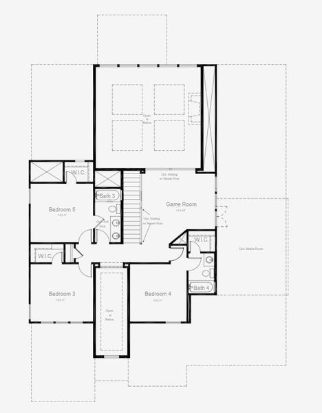2D floor plan layout for the Keeton by Scott Felder Homes in Caliterra, Dripping Springs, TX (Image 3).
