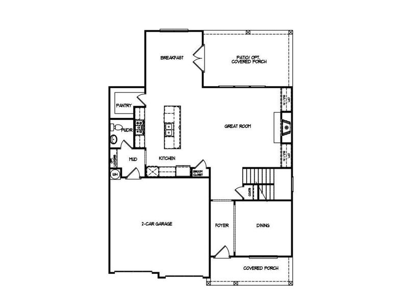 2D floor plan layout for the The Miller by Walker Anderson Homes in Hemingway, Flowery Branch, GA (Image 5).