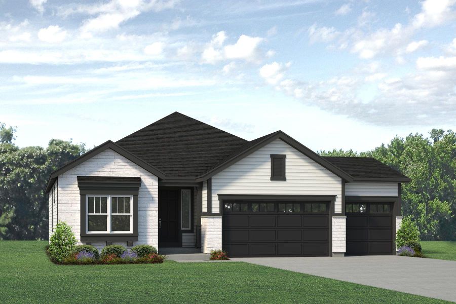 Representative exterior photo of a completed home built from the Lakewood II by Landsea Homes in Highlands Preserve, Mead, CO (Image 20).