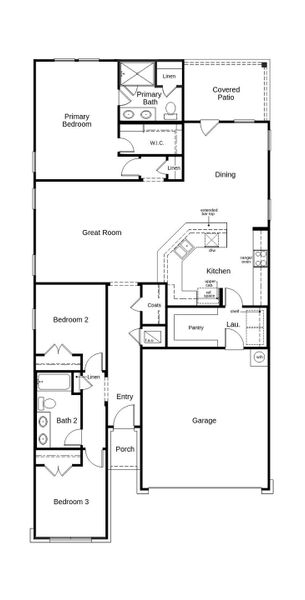 2D floor plan layout of this home in Overlook Ranch, Georgetown, TX (Image 3).