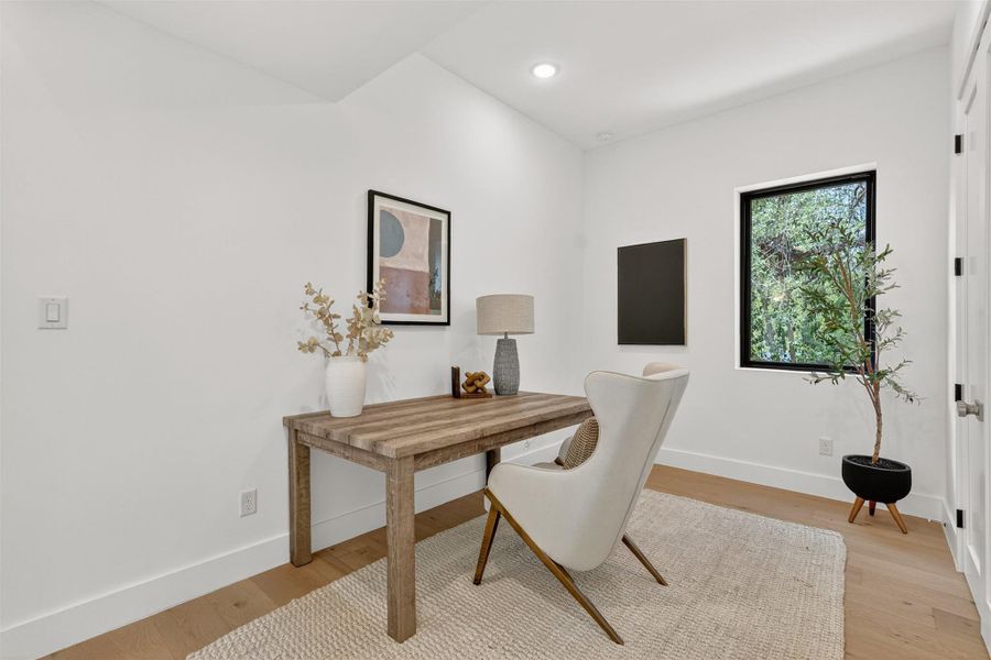 Large Home Office with a large walk in closet. Add french doors and convert this space into a 5th bedroom. Large Home Office with a large walk in closet. Add french doors and convert this space into a 5th bedroom.
