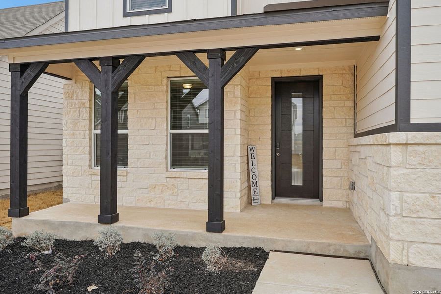 Exterior details and patio area of a home in Estancia Ranch - Classic Series, San Antonio (Image 3).
