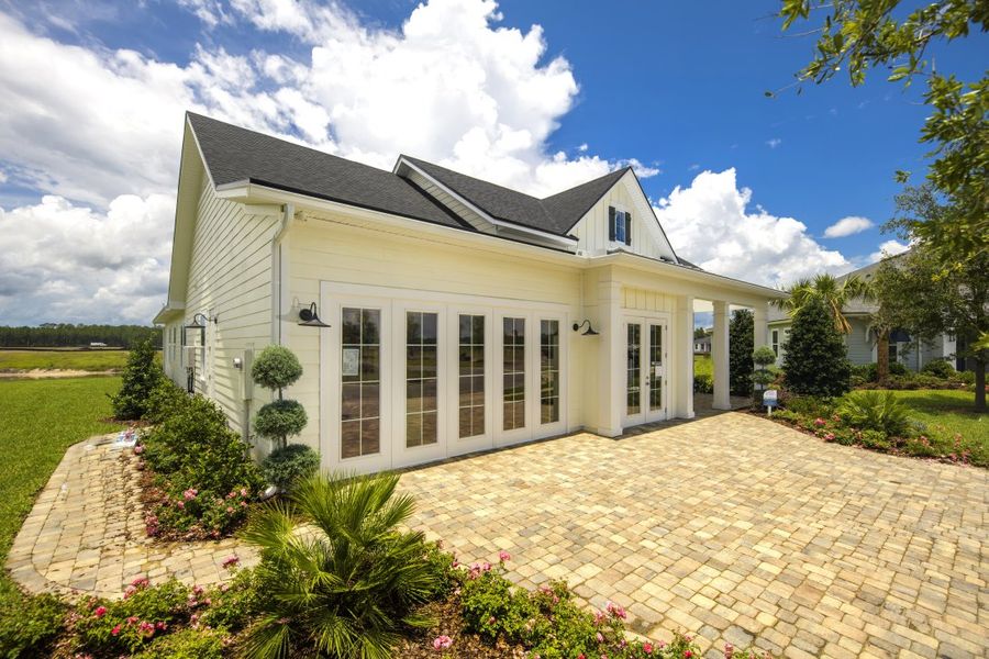 Representative exterior photo of a completed home built from the Ortega by Riverside Homes in Hidden Creek at SilverLeaf, St. Augustine, FL (Image 29). Representative exterior photo of a completed home built from the Ortega by Riverside Homes in Hidden Creek at SilverLeaf, St. Augustine, FL (Image 29).
