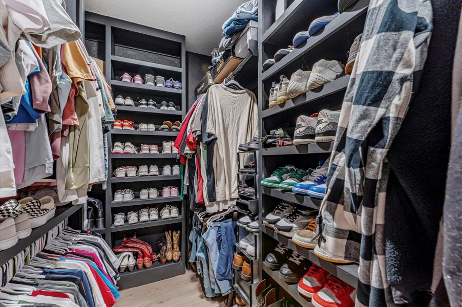 Custom remodeled primary closet with custom paint.