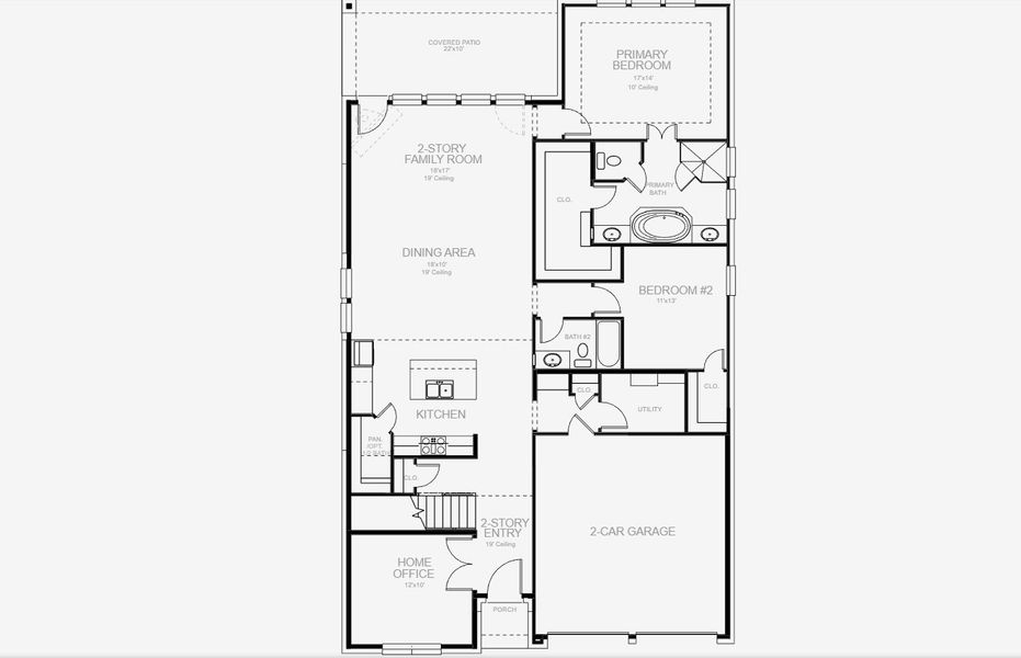 2D floor plan layout for the 2694W by Perry Homes in Meraki 50', Forney, TX (Image 5).