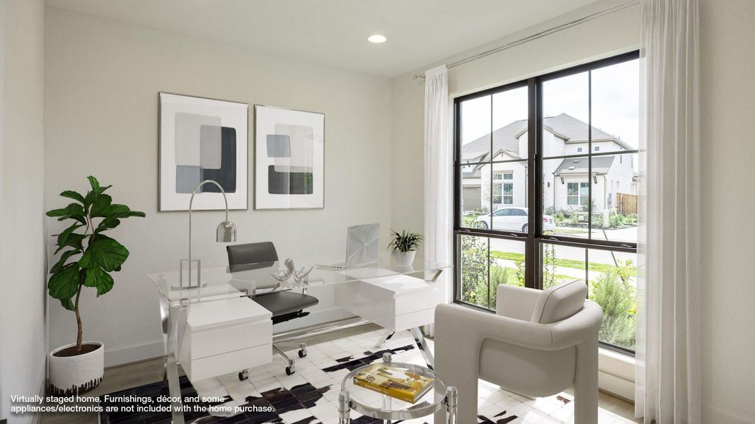 Office featuring recessed lighting and baseboards