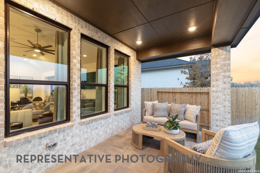 Exterior details and patio area of a home in Prominence, San Antonio (Image 2).