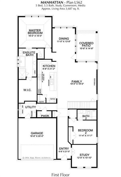 2D floor plan layout of this home in East Village - Classic Series, Frisco, TX (Image 4).