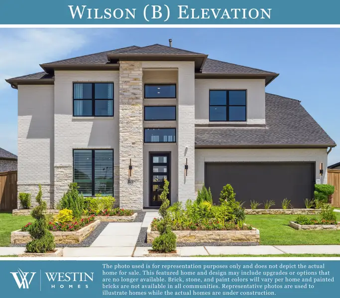 Representative exterior photo of a completed home built from the The Wilson by Westin Homes in Brookewater - 55', Rosenberg, TX (Image 2).