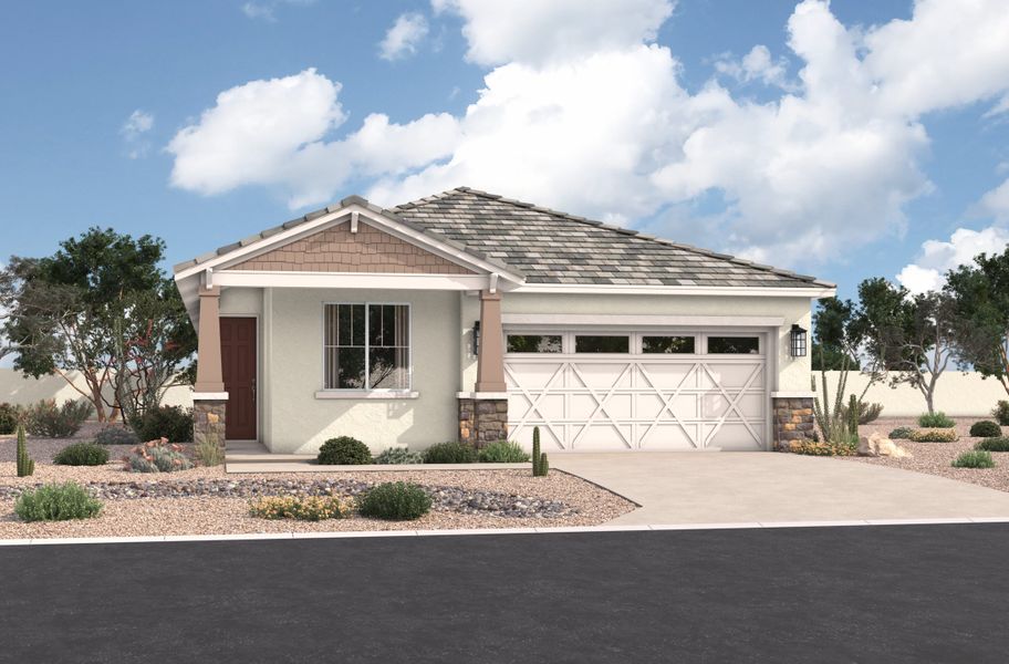 Representative exterior photo of a completed home built from the Pinehurst by Beazer Homes in Highpointe at Northpointe, Peoria, AZ (Image 30).