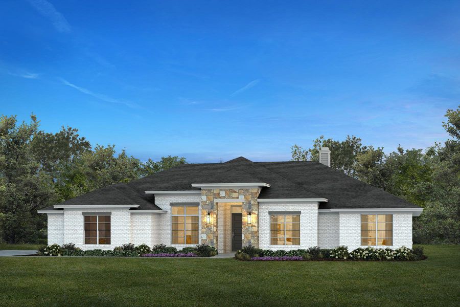 Representative exterior photo of a completed home built from the The Lubbock by Kenmark Homes in Rocky Top Ranch, Reno, TX (Image 1).