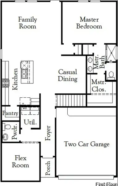 2D floor plan layout of this home in The Parklands, Schertz, TX (Image 3).