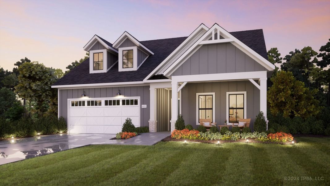 Representative exterior photo of a completed home built from the Capri IV by Perfection Builders in The Courtyards at The Heritage, Andover, KS (Image 8).