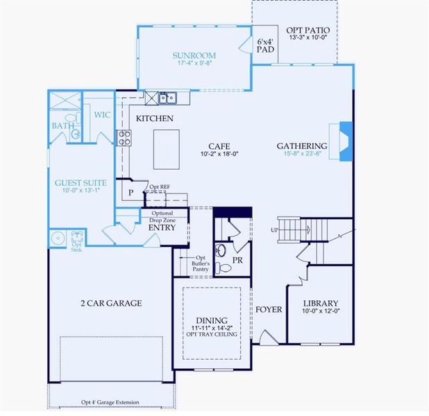 2D floor plan layout of this home in Reunion, Flowery Branch, GA (Image 3).