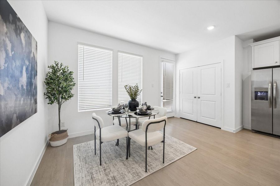 Gather around the table for good food, great conversation and the kind of everyday moments that make a house feel like home. This casual dining nook keeps meals comfortable and conveniently close to the kitchen.
