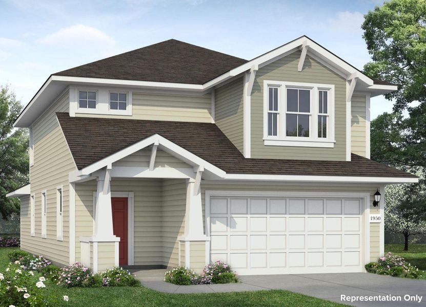 Front exterior of a new home in Edgebrooke, Pflugerville, TX, highlighting curb appeal (Image 1). Front exterior of a new home in Edgebrooke, Pflugerville, TX, highlighting curb appeal (Image 1).