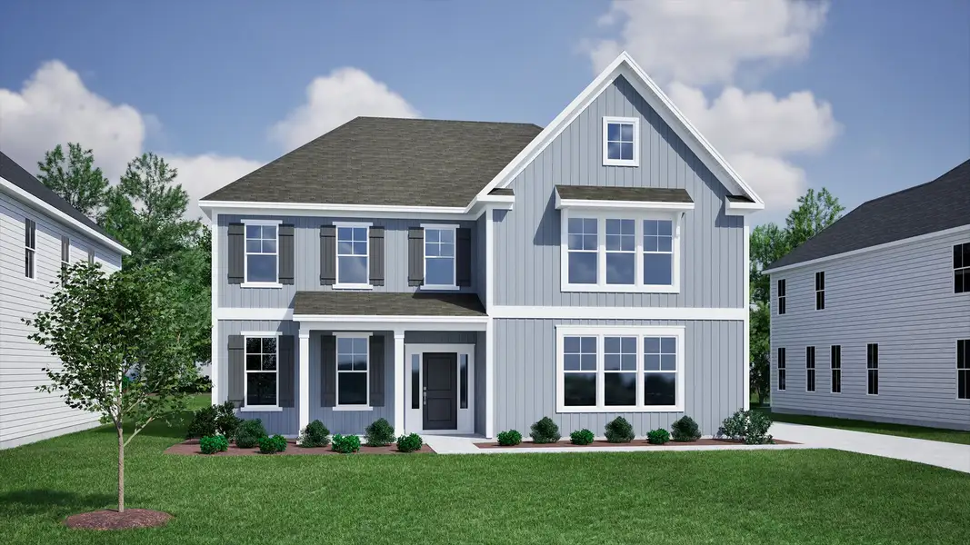 Representative exterior photo of a completed home built from the Webster II - Vanguard Collection by Mungo Homes in Scotts Hill Village, Wilmington, NC (Image 13).