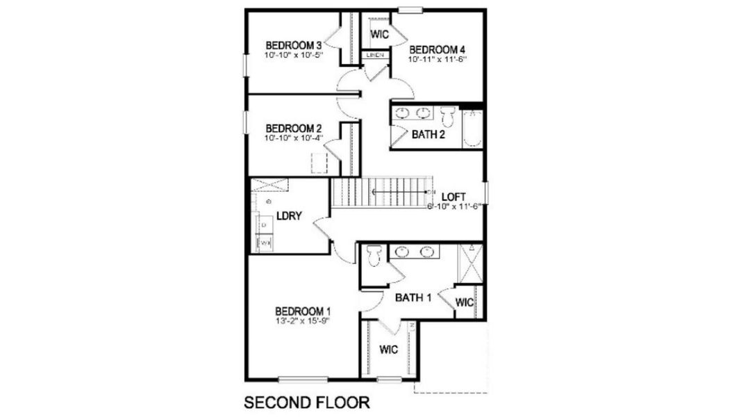 2D floor plan layout for the Elder by D.R. Horton in The Ridge at Lorson Ranch, Colorado Springs, CO (Image 4).