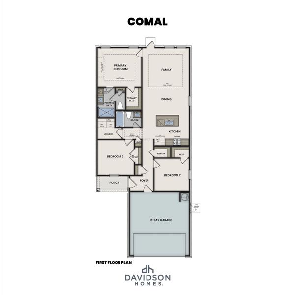 2D floor plan layout for the The Comal by Davidson Homes LLC in Windmill Estates, Magnolia, TX (Image 3).