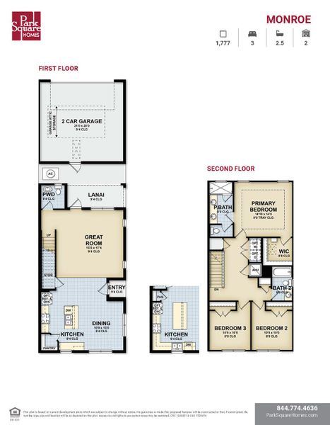 2D floor plan layout for the Monroe by Park Square Residential in The Residences at Emerson Park, Apopka, FL (Image 4).