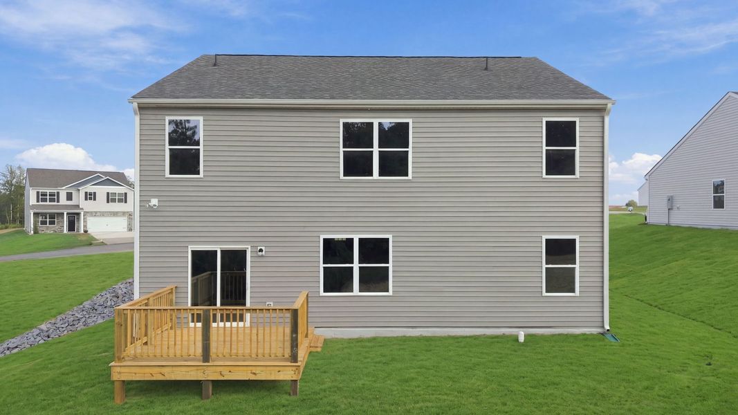 Exterior details and patio area of a home in Beaver Dam Crossing, Bailey (Image 4). Exterior details and patio area of a home in Beaver Dam Crossing, Bailey (Image 4).