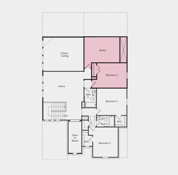 Structural options added include: Extended primary suite and covered patio, slide-in tub at primary bath, secondary bedroom and full bathroom in place of tandem garage, study in place of flex, and media room. Structural options added include: Extended primary suite and covered patio, slide-in tub at primary bath, secondary bedroom and full bathroom in place of tandem garage, study in place of flex, and media room.