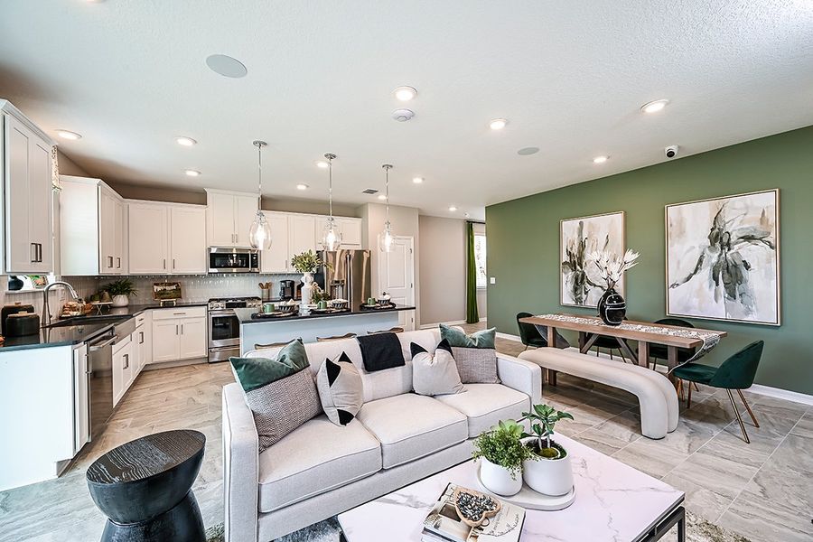 Furnished interior view inside a new home in Cherry Elm at SilverLeaf, St. Augustine (Image 7). Furnished interior view inside a new home in Cherry Elm at SilverLeaf, St. Augustine (Image 7).