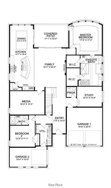 2D floor plan layout for the Hampton by Landon Homes in Fields - Brookside North, Frisco, TX (Image 5). 2D floor plan layout for the Hampton by Landon Homes in Fields - Brookside North, Frisco, TX (Image 5).