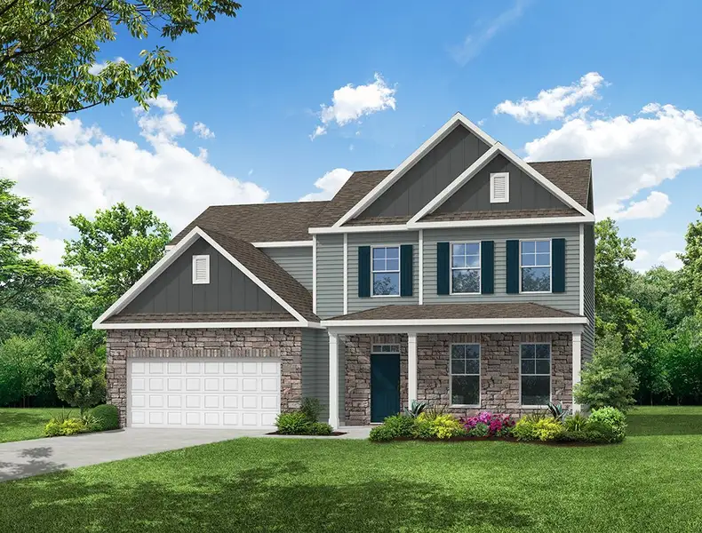 Representative exterior photo of a completed home built from the Brevard by Eastwood Homes in Arbor West, Dawsonville, GA (Image 2). Representative exterior photo of a completed home built from the Brevard by Eastwood Homes in Arbor West, Dawsonville, GA (Image 2).