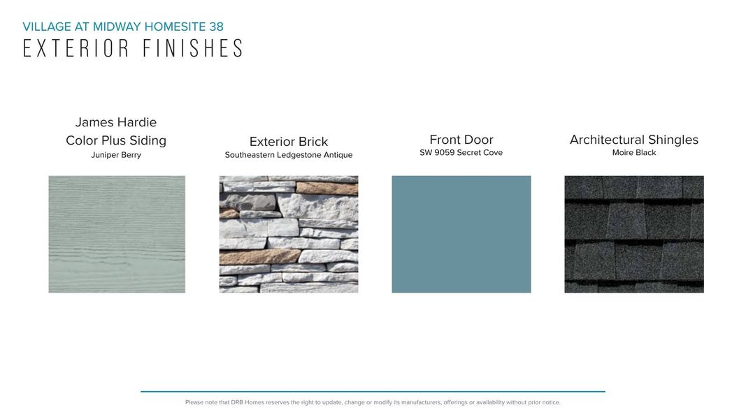 Sample of building materials used in homes in Village at Midway, Anderson (Image 25). Sample of building materials used in homes in Village at Midway, Anderson (Image 25).