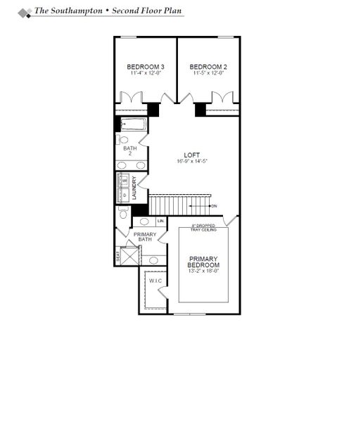 2D floor plan layout of this home in Harbor Crossing, Greensboro, NC (Image 4).