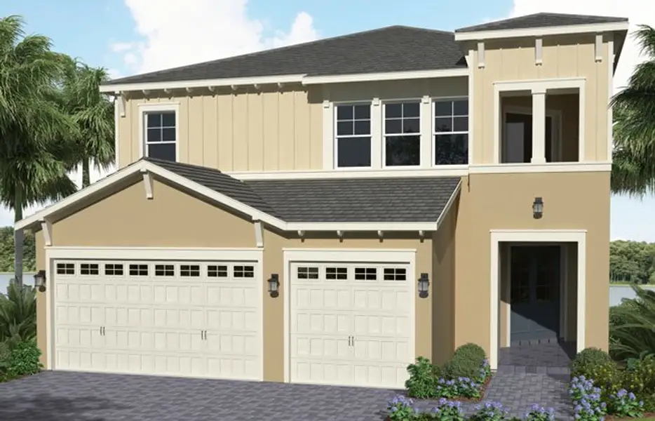 Representative exterior photo of a completed home built from the Laurel by Minto Communities in Westlake, Loxahatchee, FL (Image 4).