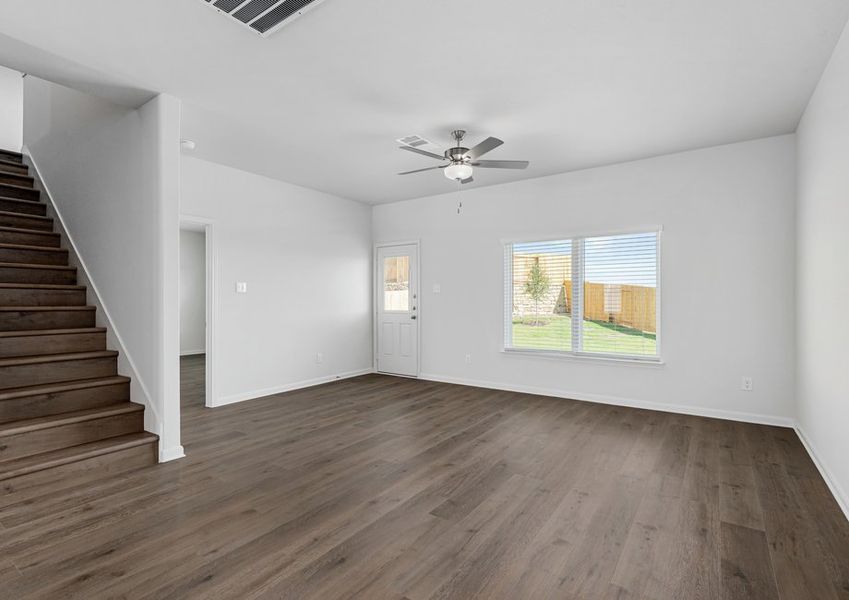 This open-concept layout connects the kitchen, dining room and family room. This open-concept layout connects the kitchen, dining room and family room.