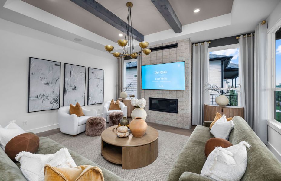 Representative furnished interior of a home built from the Renown by Del Webb in Del Webb Austin at Lost Pines, Bastrop (Image 16). Representative furnished interior of a home built from the Renown by Del Webb in Del Webb Austin at Lost Pines, Bastrop (Image 16).