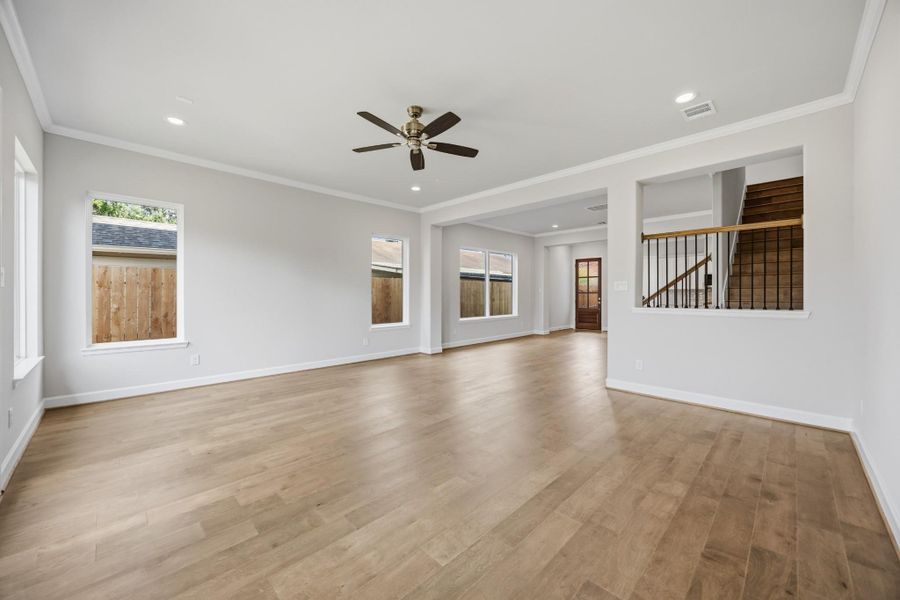 Thoughtfully Designed. The iron stair railing adds a touch of sophistication while complementing the modern aesthetic as you head up to the generous second floor.