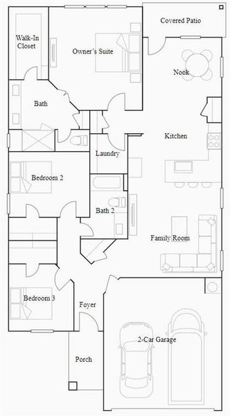 2D floor plan layout of this home in Scotts Bend: Bristol Collection, Baytown, TX (Image 2). 2D floor plan layout of this home in Scotts Bend: Bristol Collection, Baytown, TX (Image 2).