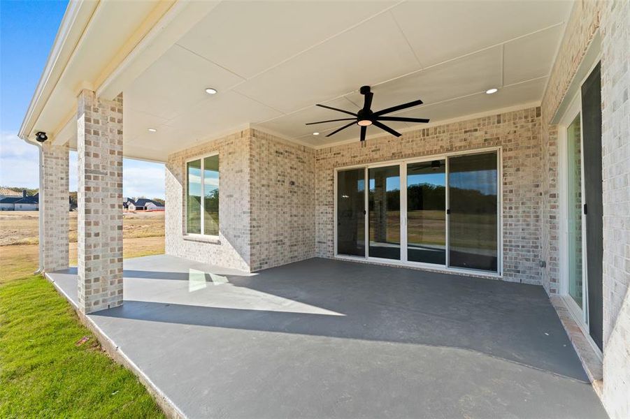 View of patio featuring ceiling fan View of patio featuring ceiling fan