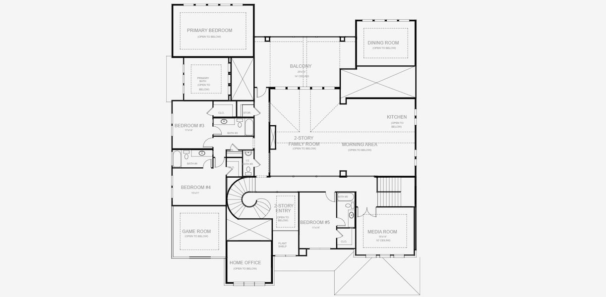 2D floor plan layout for the 5573S by Perry Homes in Bristol Valley, Rockwall, TX (Image 5).