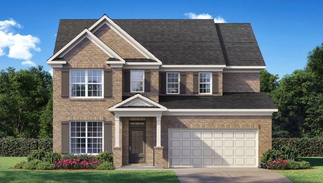 Representative exterior photo of a completed home built from the WINDSOR by D.R. Horton in Butner Estates, South Fulton, GA (Image 32).